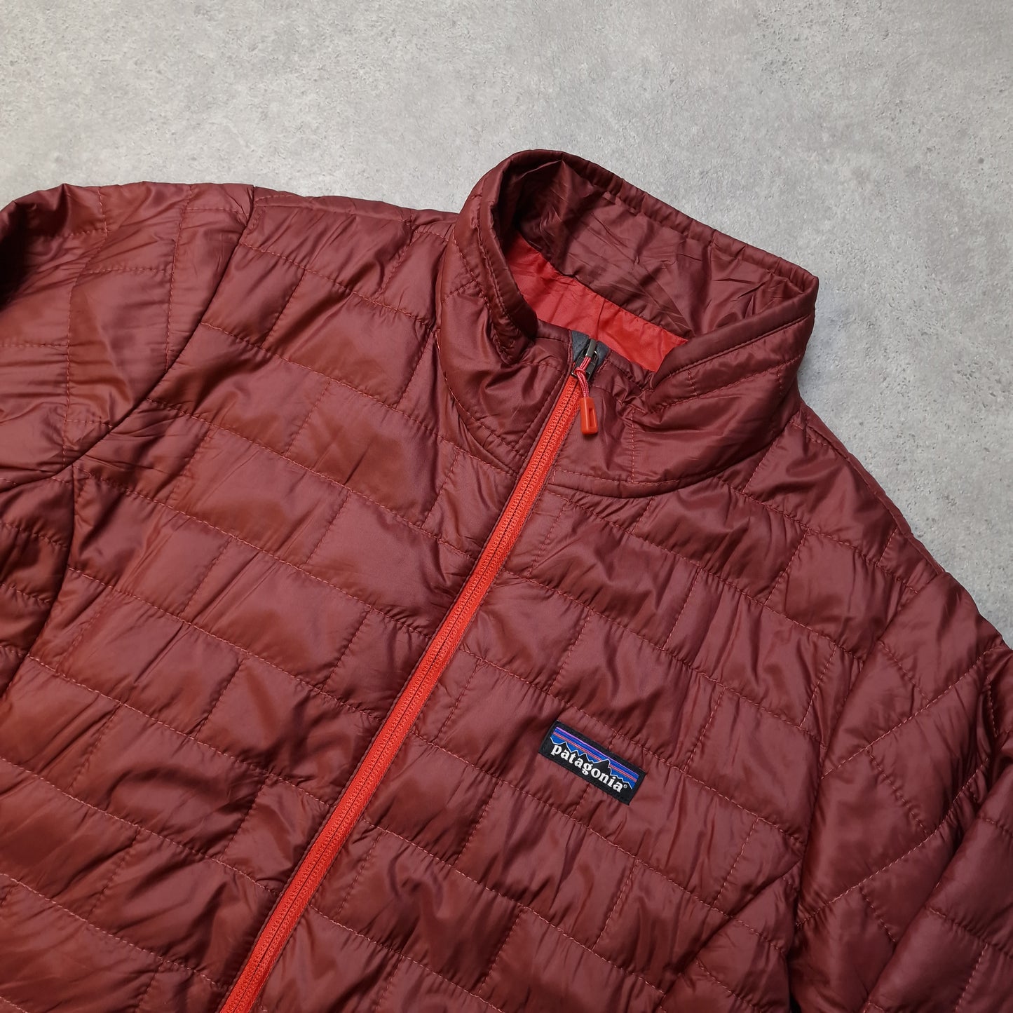 Patagonia primaloft nano puff jacket in burgundy - women's large