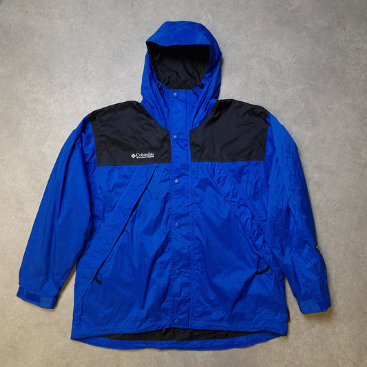 Columbia Omni-tech waterproof jacket in blue and black - large