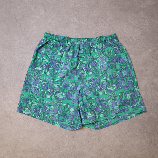 Columbia PFG patterned shorts in blue and green -small